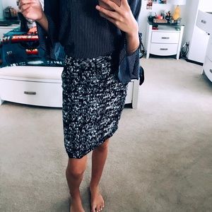 Black and white skirt.